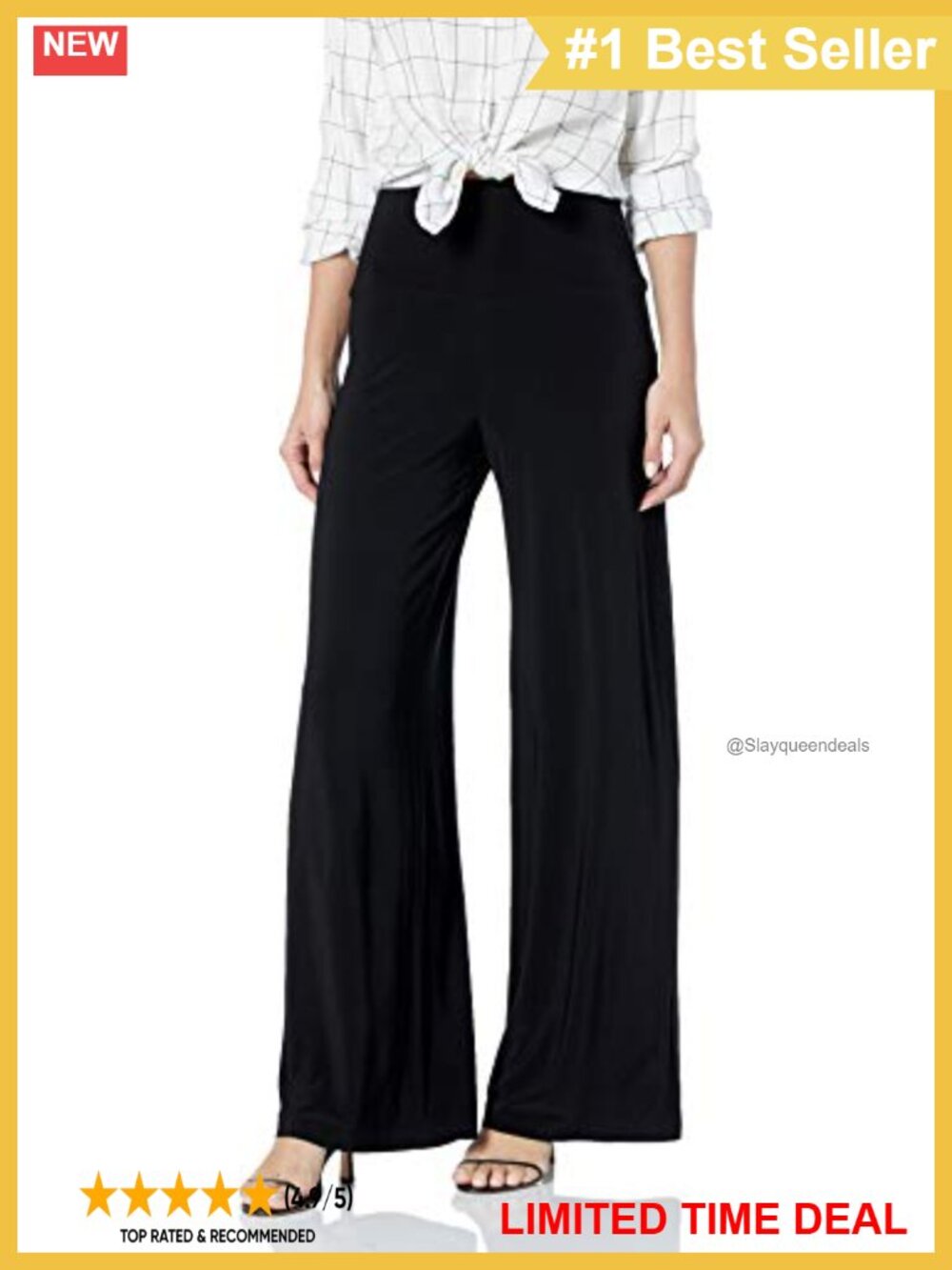 Loose Fitting Straight Leg High Rise Pleated Pull On Pants
